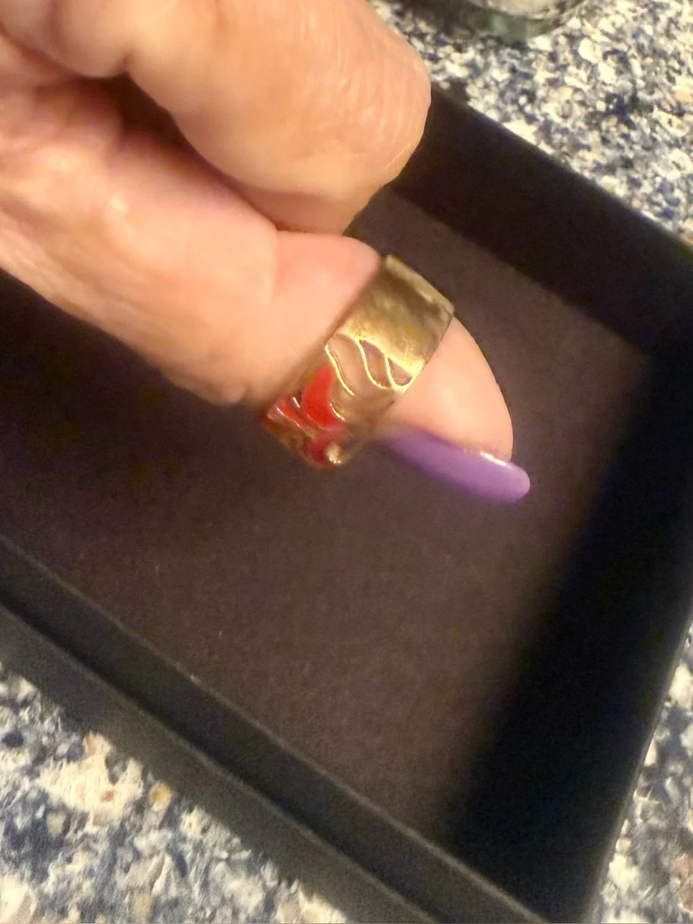 Multicolor Enamel Floral Band Ring - Women Jewelry